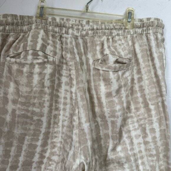Old Navy Linen High Waisted Straight Pants PullOn Tie Dye Blend Neutral Pockets - Picture 7 of 16